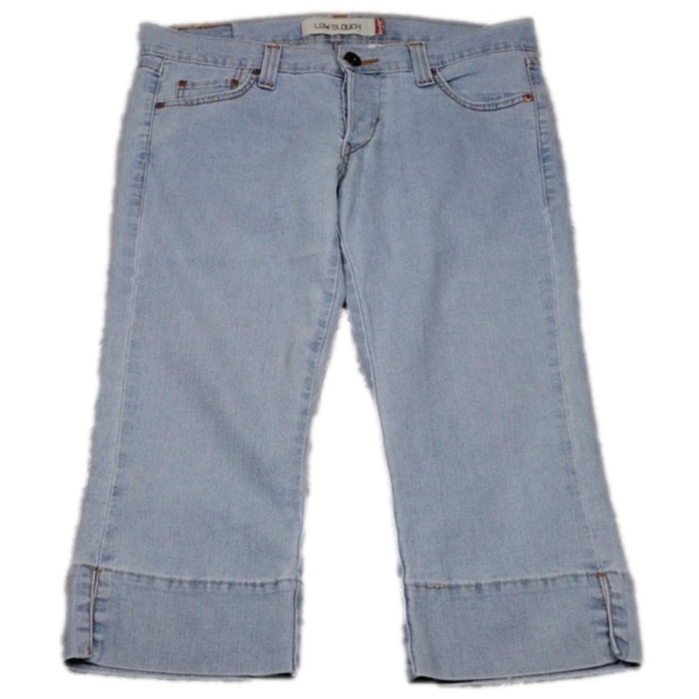 Levi Strauss & Co Low Slouch Blue Light Wash Button Fly Straight Leg Jean Capri